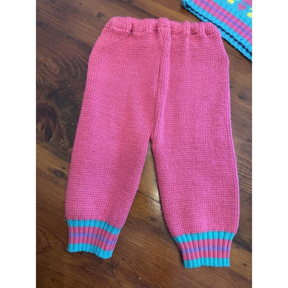 Vintage Tuff Cookies Baby Girl Knit Sweater Pant Set 80s 90s Pink Sz 12 Months - Picture 9 of 11